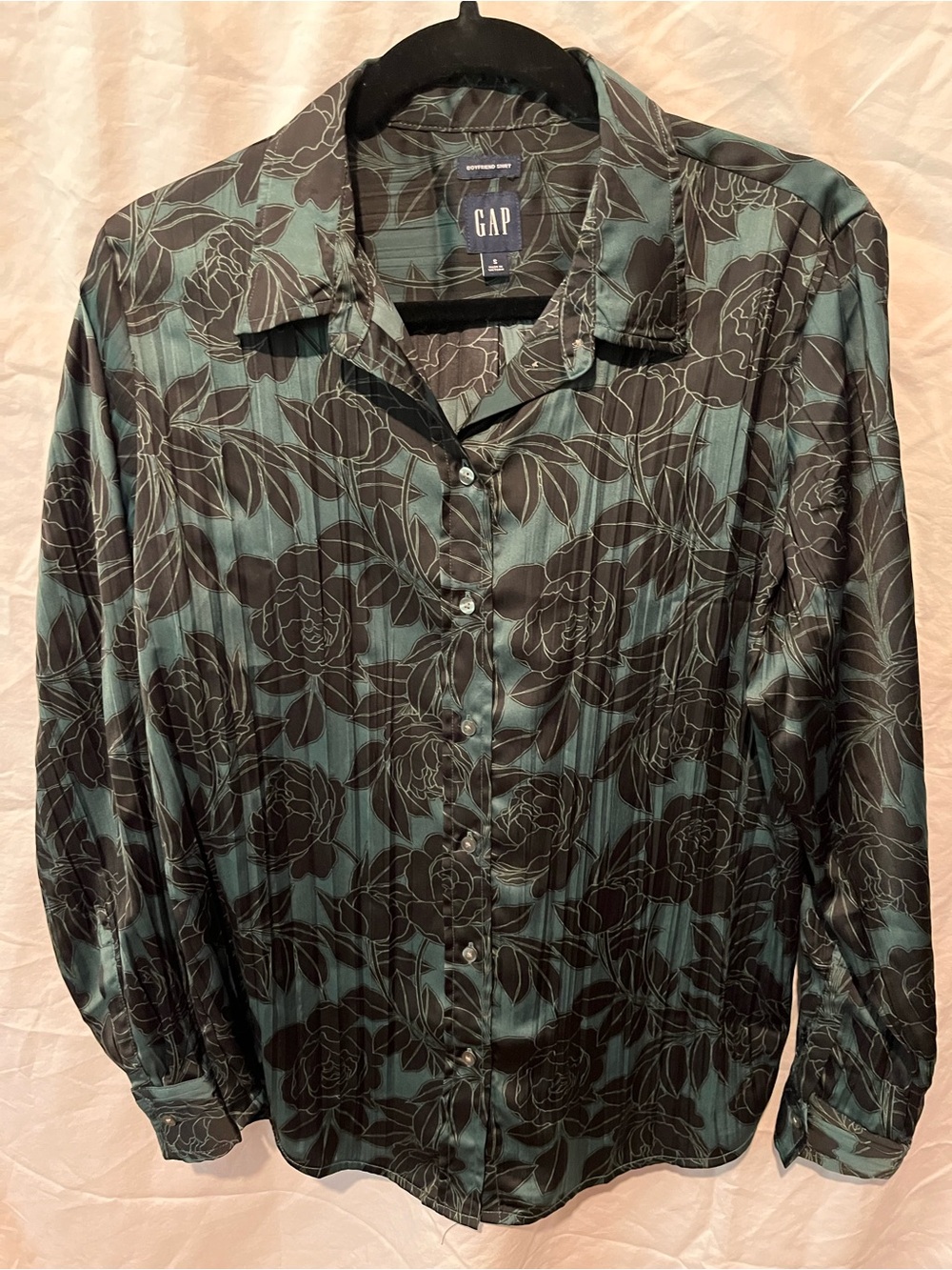 GAP Teal and Black Floral Button-Down Shirt